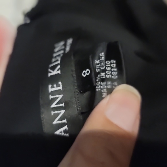 Anne Klein Rhinestone Black Silk Halter Midi Dress - Picture 5 of 6